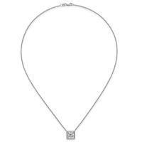 14K White Gold 4 Carat Certified Lab Grown Diamond VS+ F+ Princess Complete Bezel Set Necklace, 18" view 4