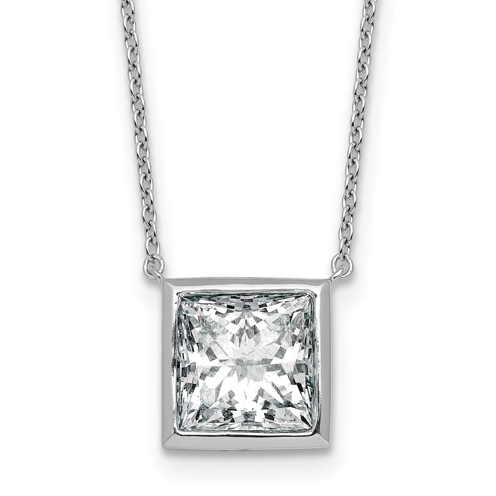 14K White Gold 4 Carat Princess Bezel Pendant Mounting