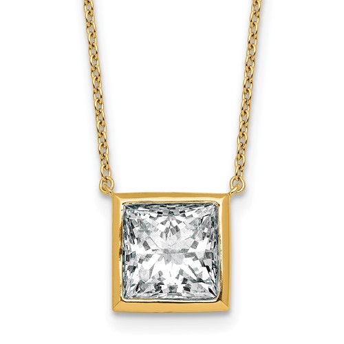 14K Yellow Gold 4 Carat Princess Bezel Pendant Mounting