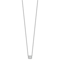 14K White Gold 1 Carat Certified Lab Grown Diamond VS+ F+ Radiant East-West Complete Bezel Set Necklace, 18" view 2