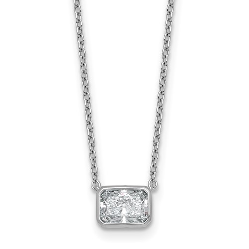14K White Gold 1 Carat Radiant East-West Bezel Pendant Mounting
