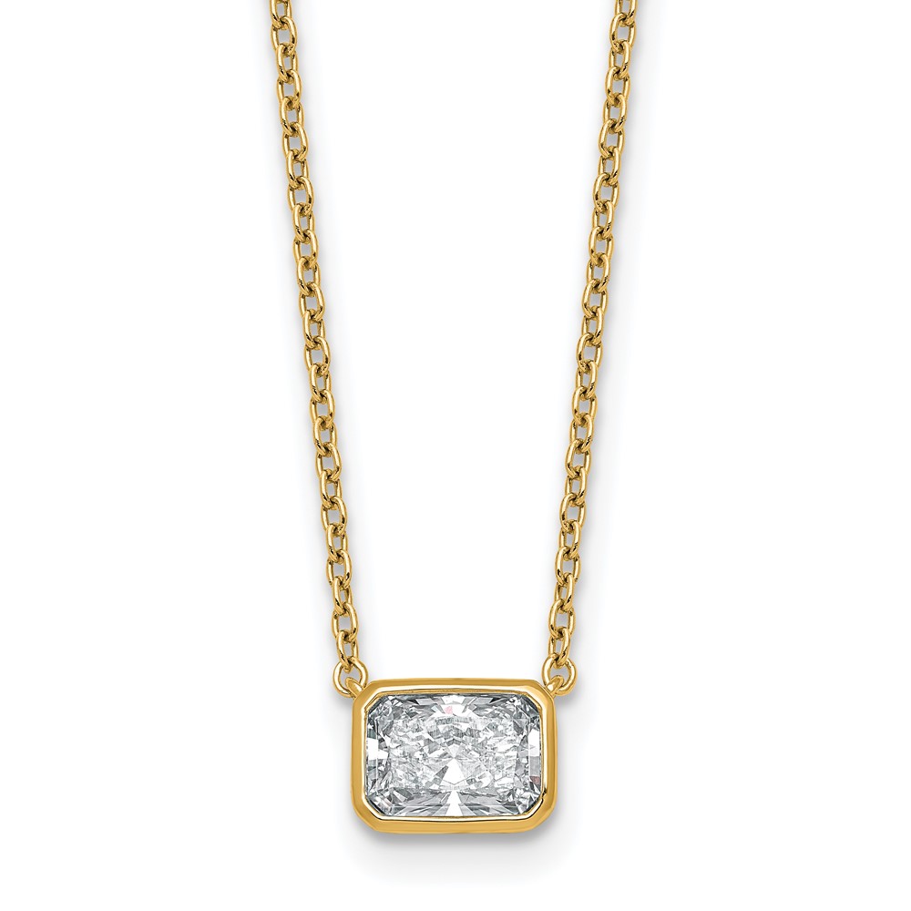 14K Yellow Gold 1 Carat Radiant East-West Bezel Pendant Mounting