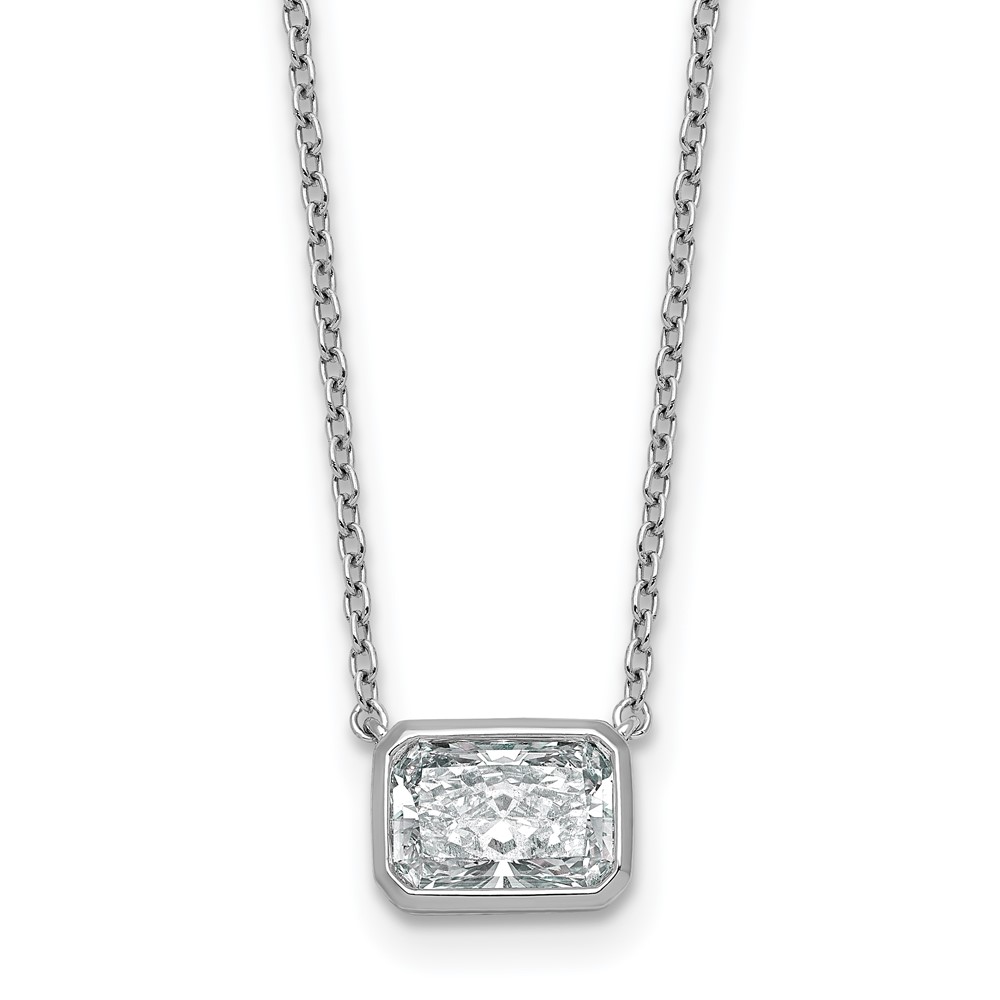 14K White Gold 1.50 Carat Radiant East-West Bezel Pendant Mounting