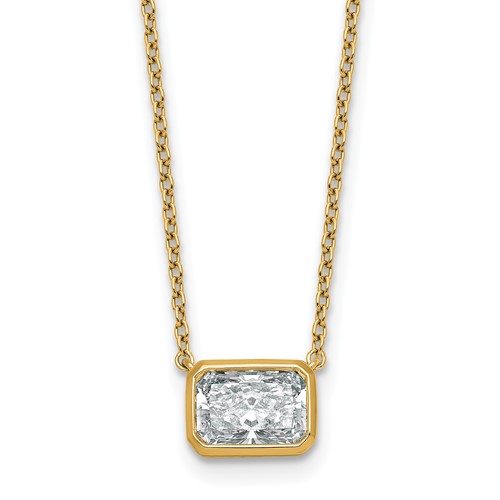 14K Yellow Gold 1.50 Carat Radiant East-West Bezel Pendant Mounting