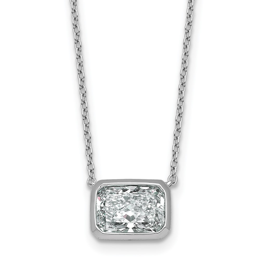 14K White Gold 2 Carat Radiant East-West Bezel Pendant Mounting