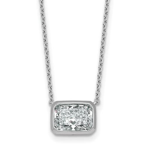 14K White Gold 2 Carat Radiant East-West Bezel Pendant Mounting