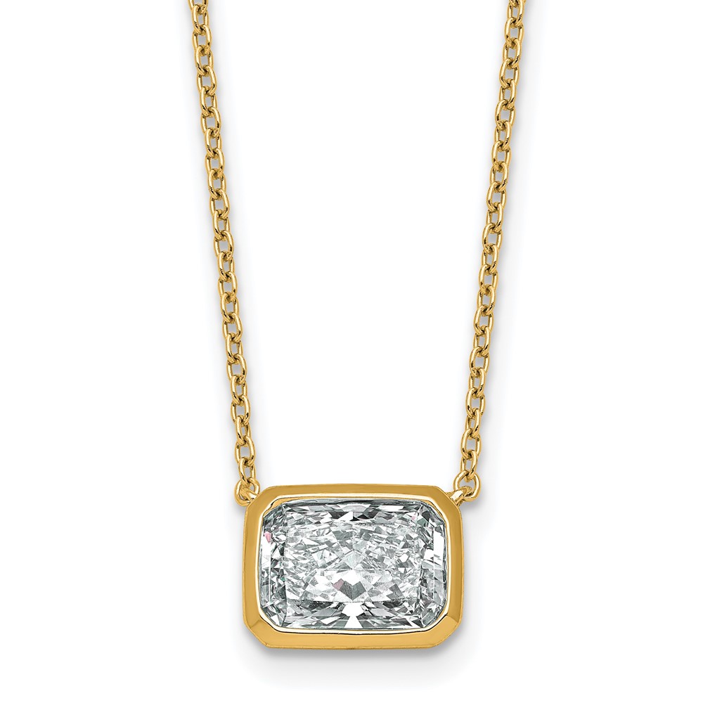 14K Yellow Gold 2 Carat Radiant East-West Bezel Pendant Mounting