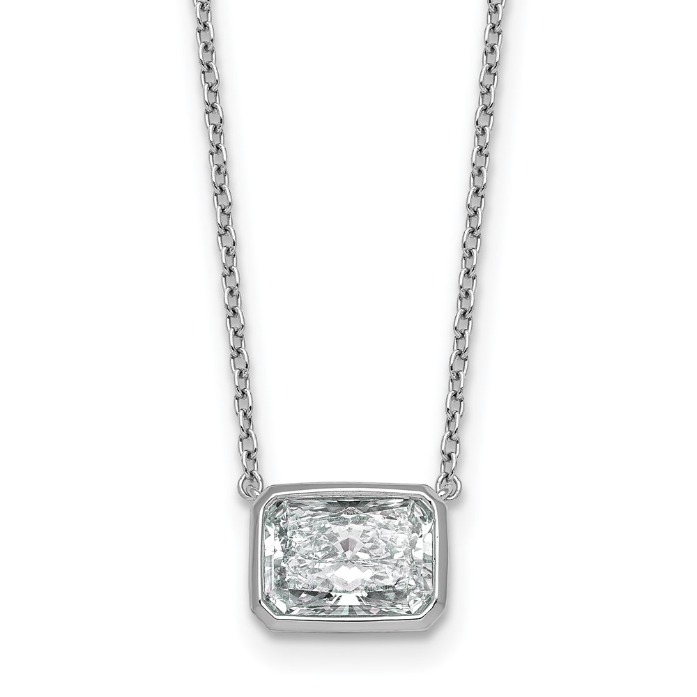 14K White Gold 2.50 Carat Radiant East-West Bezel Pendant Mounting