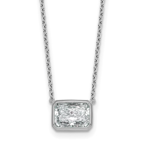 14K White Gold 2.50 Carat Radiant East-West Bezel Pendant Mounting