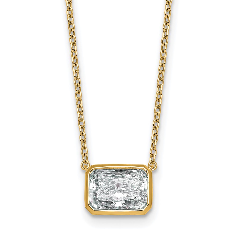 14K Yellow Gold 2.50 Carat Radiant East-West Bezel Pendant Mounting