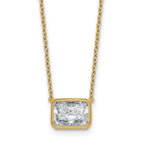 14K Yellow Gold 2.50 Carat Radiant East-West Bezel Pendant Mounting