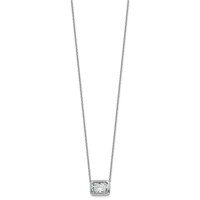 14K White Gold 3 Carat Certified Lab Grown Diamond VS+ F+ Radiant East-West Complete Bezel Set Necklace, 18" view 2
