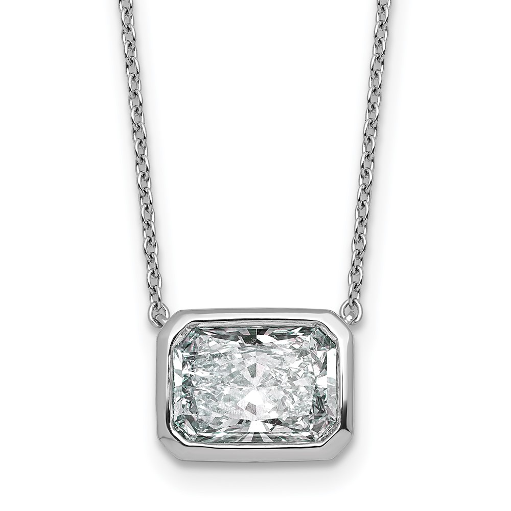 14K White Gold 3 Carat Radiant East-West Bezel Pendant Mounting