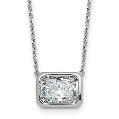 14K White Gold 3 Carat Radiant East-West Bezel Pendant Mounting