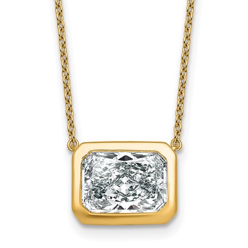 14K Yellow Gold 4 Carat Radiant East-West Bezel Pendant Mounting