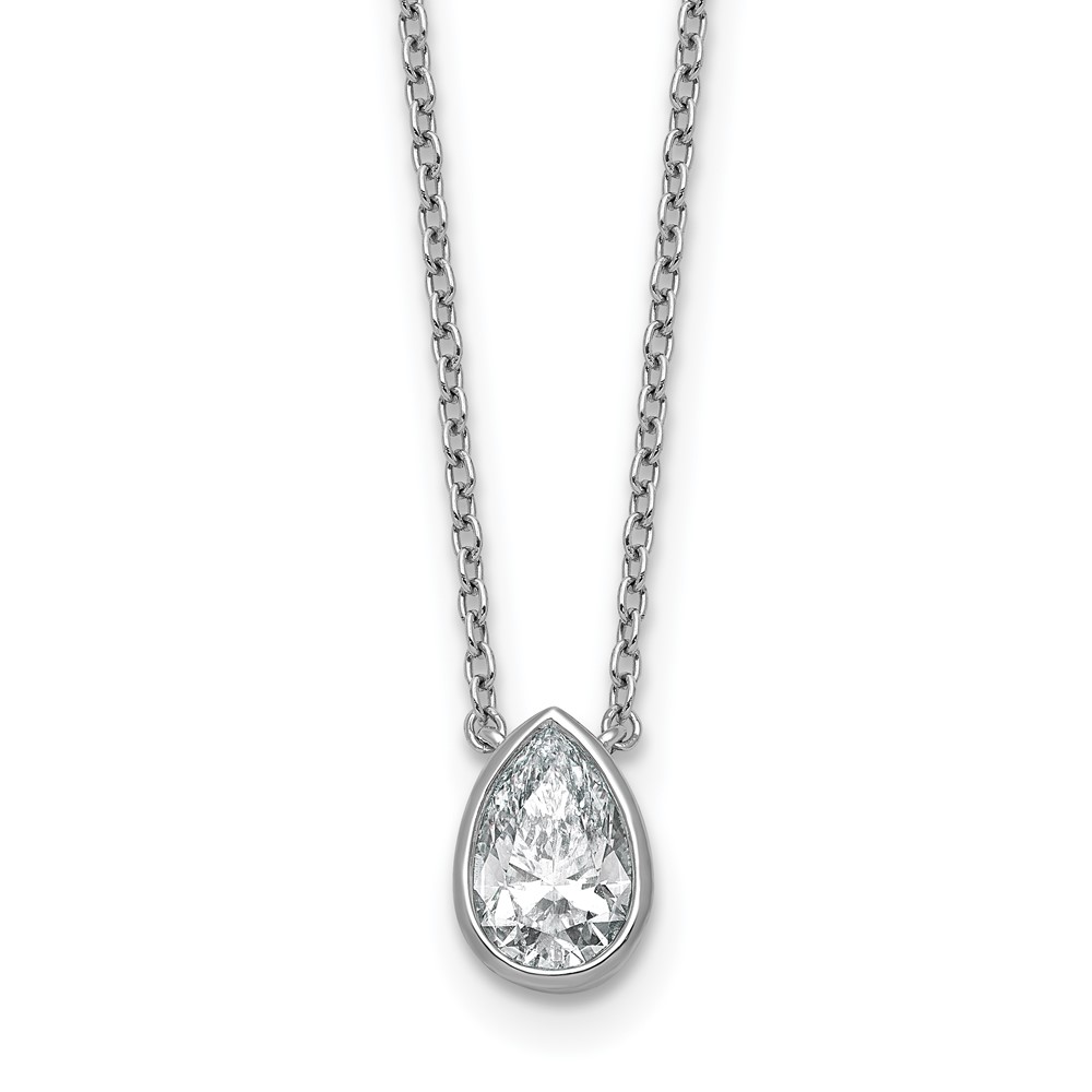 14K White Gold 1 Carat Pear Bezel Pendant Mounting
