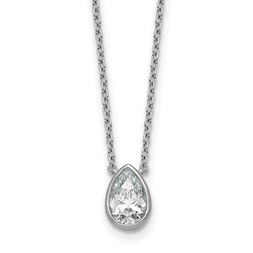 14K White Gold 1 Carat Pear Bezel Pendant Mounting
