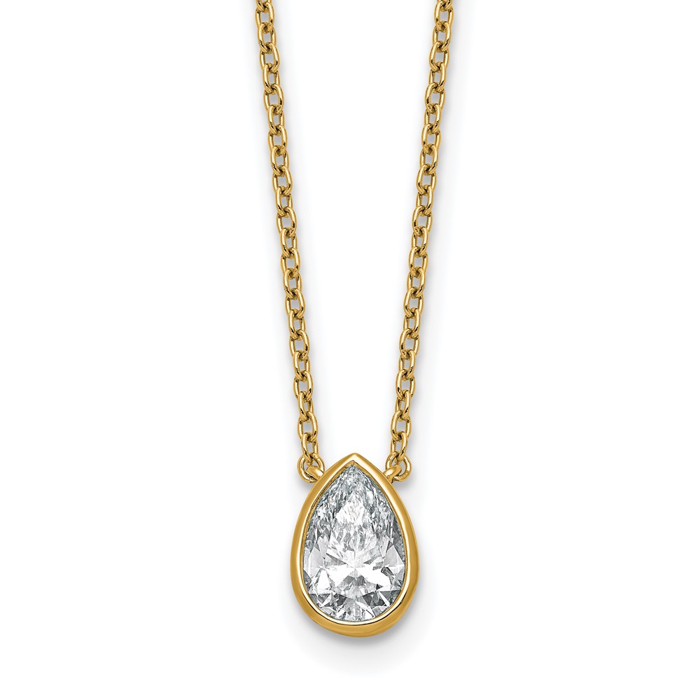 14K Yellow Gold 1 Carat Pear Bezel Pendant Mounting
