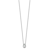 14K White Gold 1.50 Carat Certified Lab Grown Diamond VS+ F+ Pear Complete Bezel Set Solitaire Necklace, 18" view 2
