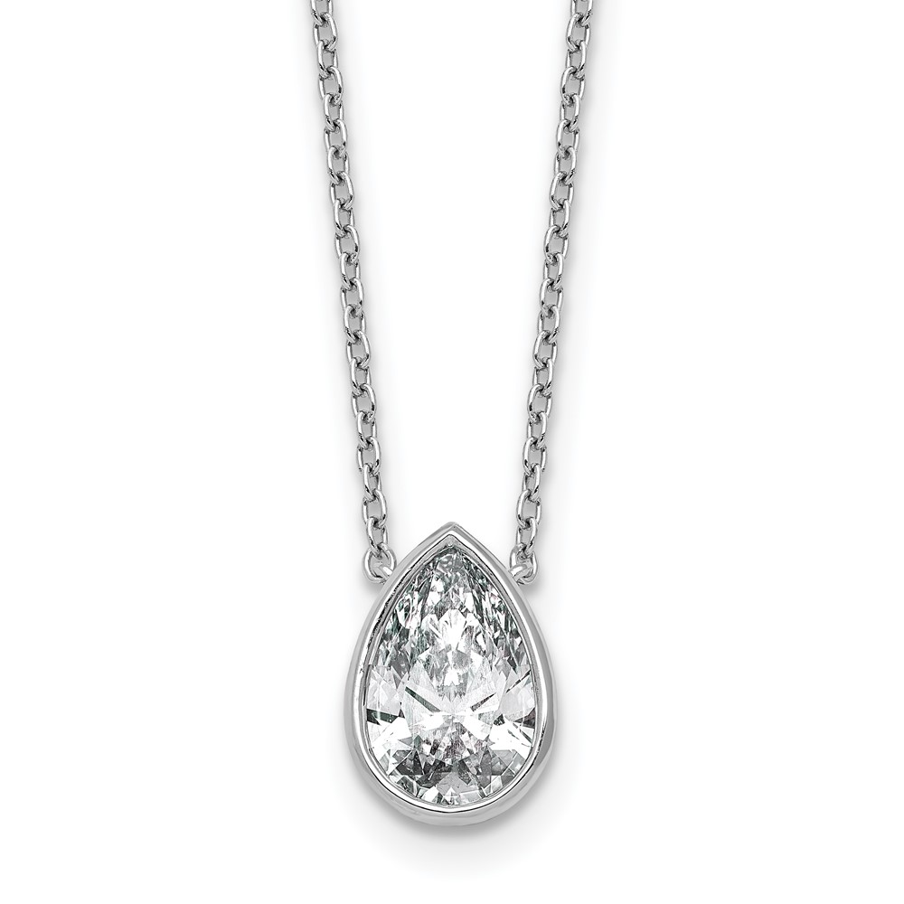 14K White Gold 2 Carat Pear Bezel Pendant Mounting