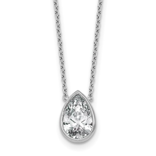 14K White Gold 2 Carat Pear Bezel Pendant Mounting