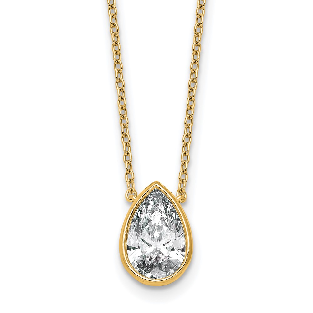 14K Yellow Gold 2 Carat Pear Bezel Pendant Mounting