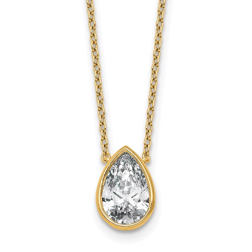 14K Yellow Gold 2 Carat Pear Bezel Pendant Mounting