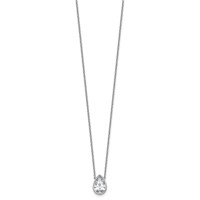 14K White Gold 2.50 Carat Certified Lab Grown Diamond VS+ F+ Pear Complete Bezel Set Solitaire Necklace, 18" view 2
