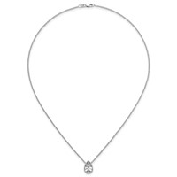 14K White Gold 2.50 Carat Certified Lab Grown Diamond VS+ F+ Pear Complete Bezel Set Solitaire Necklace, 18" view 4