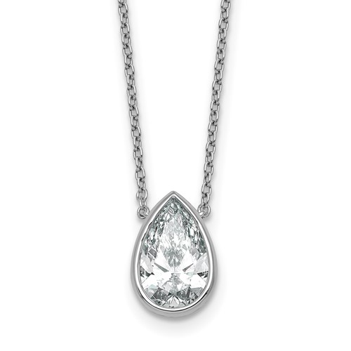 14K White Gold 2.50 Carat Pear Bezel Pendant Mounting