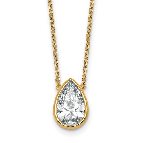14K Yellow Gold 2.50 Carat Pear Bezel Pendant Mounting