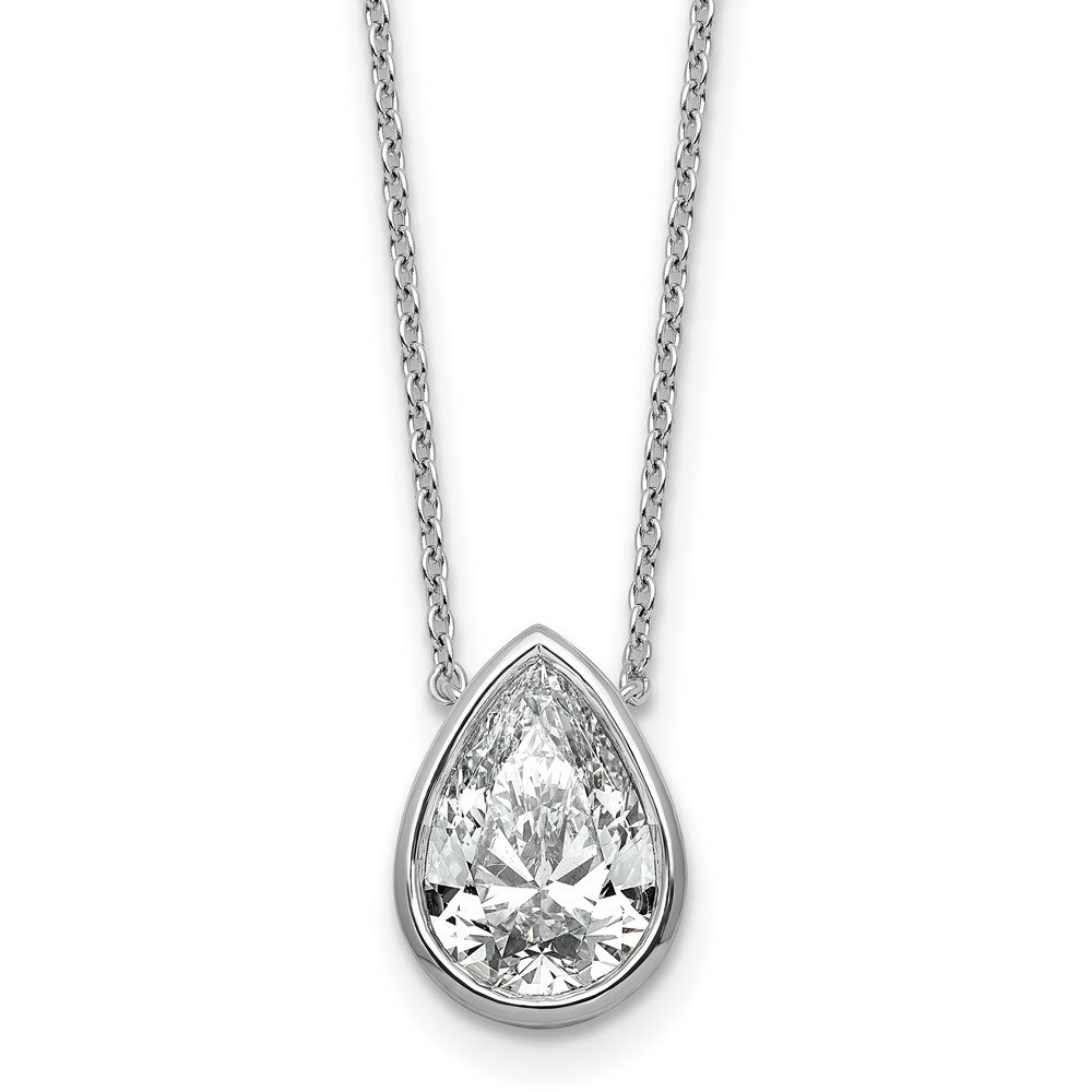 14K White Gold 3 Carat Pear Bezel Pendant Mounting