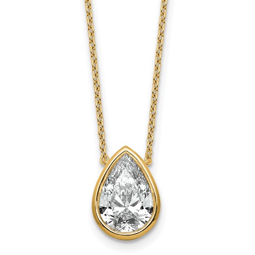 14K Yellow Gold 3 Carat Pear Bezel Pendant Mounting