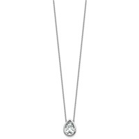 14K White Gold 4 Carat Certified Lab Grown Diamond VS+ F+ Pear Complete Bezel Set Solitaire Necklace, 18" view 2
