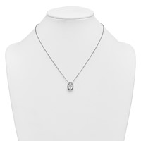 14K White Gold 4 Carat Certified Lab Grown Diamond VS+ F+ Pear Complete Bezel Set Solitaire Necklace, 18" view 3