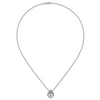 14K White Gold 4 Carat Certified Lab Grown Diamond VS+ F+ Pear Complete Bezel Set Solitaire Necklace, 18" view 4