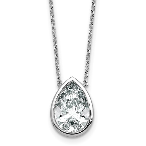 14K White Gold 4 Carat Pear Bezel Pendant Mounting