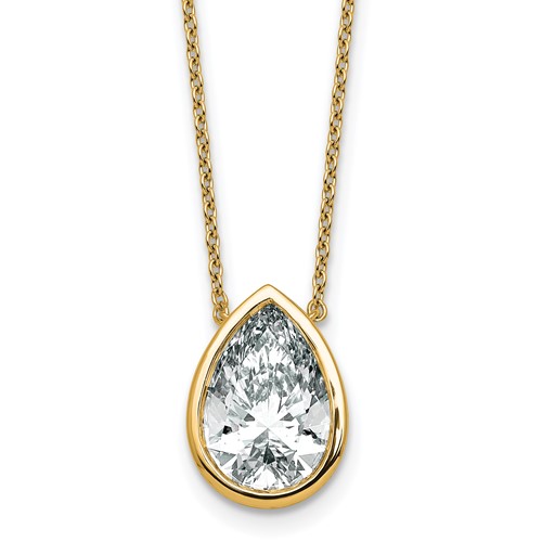 14K Yellow Gold 4 Carat Pear Bezel Pendant Mounting