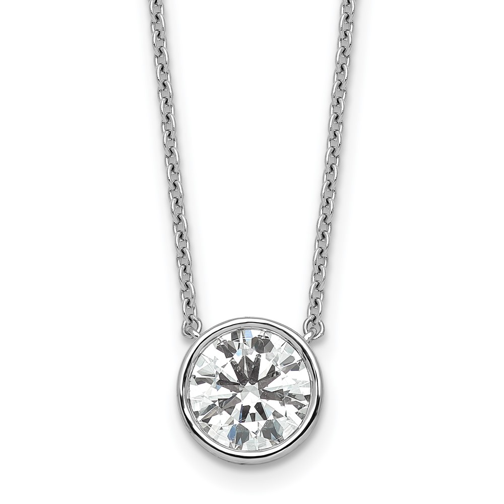 14K White Gold 2 Carat Round Bezel Pendant Mounting