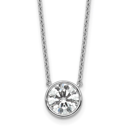 14K White Gold 2 Carat Round Bezel Pendant Mounting