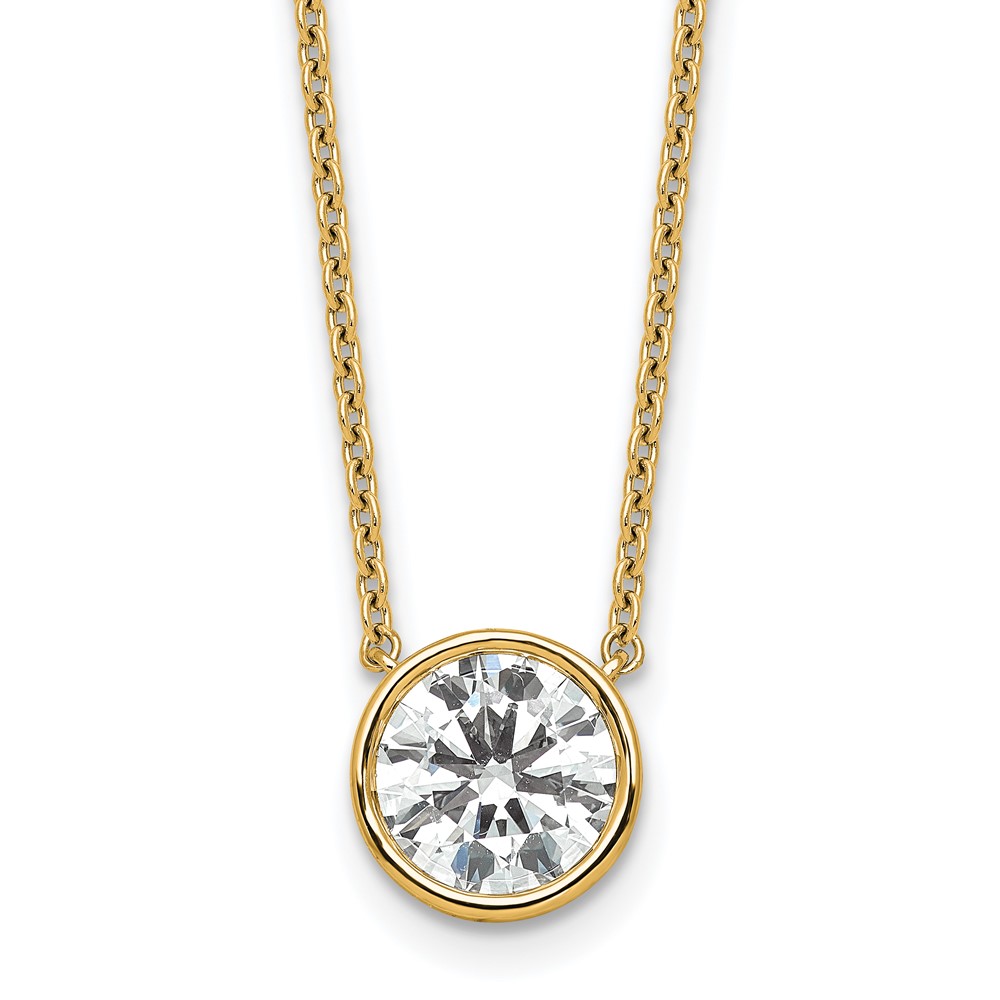 14K Yellow Gold 2 Carat Round Bezel Pendant Mounting