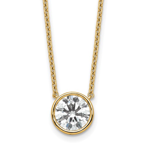 14K Yellow Gold 2 Carat Round Bezel Pendant Mounting