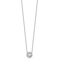 14K White Gold 3 Carat Certified Lab Grown Diamond VS+ F+ Round Complete Bezel Set Necklace, 18" view 2