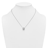 14K White Gold 3 Carat Certified Lab Grown Diamond VS+ F+ Round Complete Bezel Set Necklace, 18" view 3