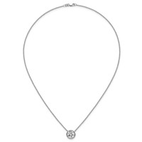 14K White Gold 3 Carat Certified Lab Grown Diamond VS+ F+ Round Complete Bezel Set Necklace, 18" view 4