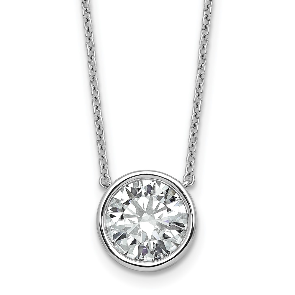 14K White Gold 3 Carat Round Bezel Pendant Mounting