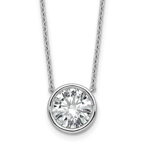 14K White Gold 3 Carat Round Bezel Pendant Mounting