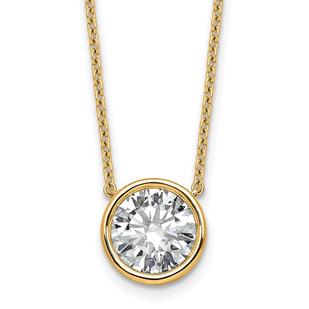 14K Yellow Gold 3 Carat Round Bezel Pendant Mounting
