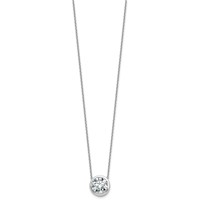 14K White Gold 4 Carat Certified Lab Grown Diamond VS+ F+ Round Complete Bezel Set Necklace, 18" view 2