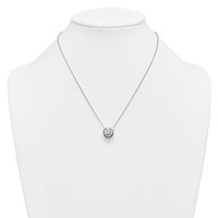 14K White Gold 4 Carat Certified Lab Grown Diamond VS+ F+ Round Complete Bezel Set Necklace, 18" view 3